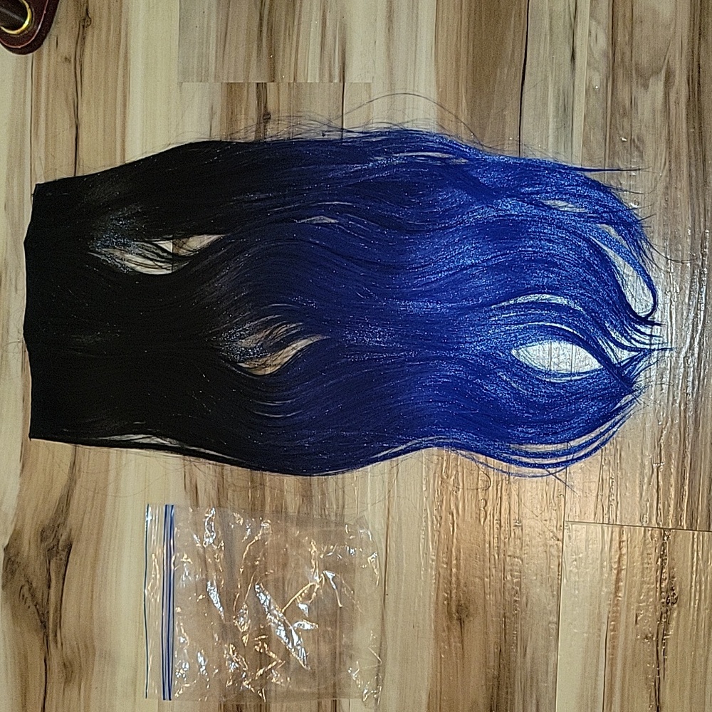 NWOT Ombre Black to Blue Half Wig